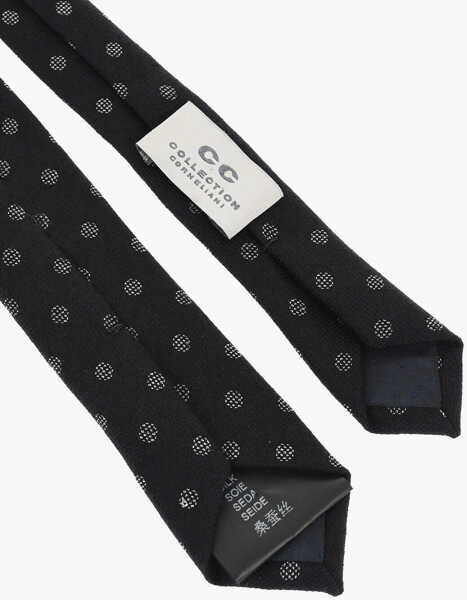 Cravate CORNELIANI Polka Dot Patterned Silk Slim Tie Black Barbati (BM 18079657) 3