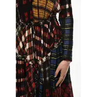 Imbracaminte Dama pagina 393 - Rochii lungi DSQUARED2 Long Sleeved Silk Blend Dress With Tartan Motif Multicolor Femei (BM 18079663) - B-mall.ro
