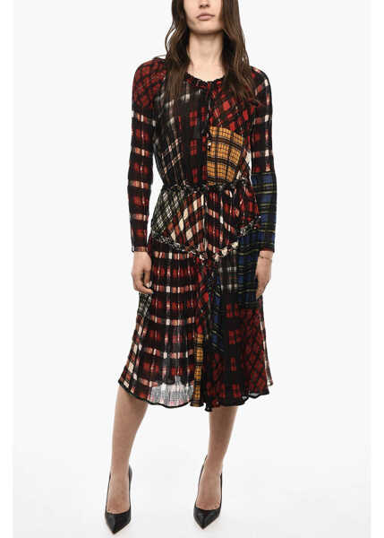 Rochii lungi DSQUARED2 Long Sleeved Silk Blend Dress With Tartan Motif Multicolor Femei (BM 18079663) 1