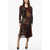 DSQUARED2 Long Sleeved Silk Blend Dress With Tartan Motif Multicolor