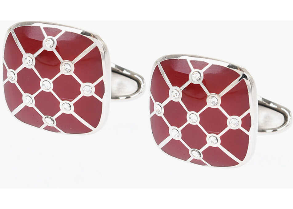 Butoni CORNELIANI Enameled Brass Cufflinks With Swarovskis Red Barbati (BM 18079666) 1