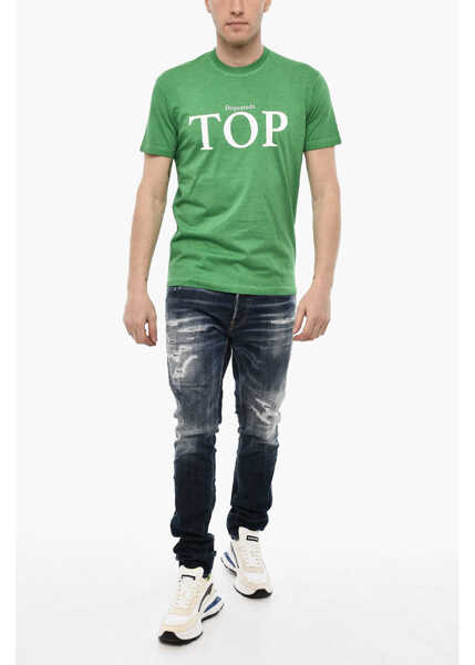 Tricouri DSQUARED2 Crew-Neck T-Shirt With Frontal Print Green Barbati (BM 18079771) 4