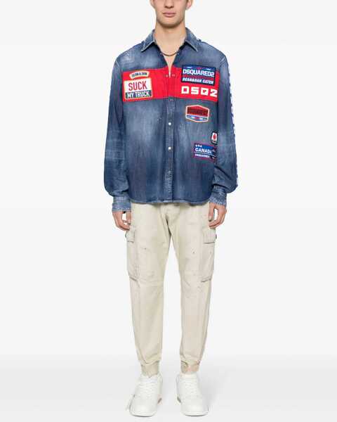 Camasi de blugi DSQUARED2 Denim My Truck Shirt With Patches Blue Barbati (BM 18079774) 2