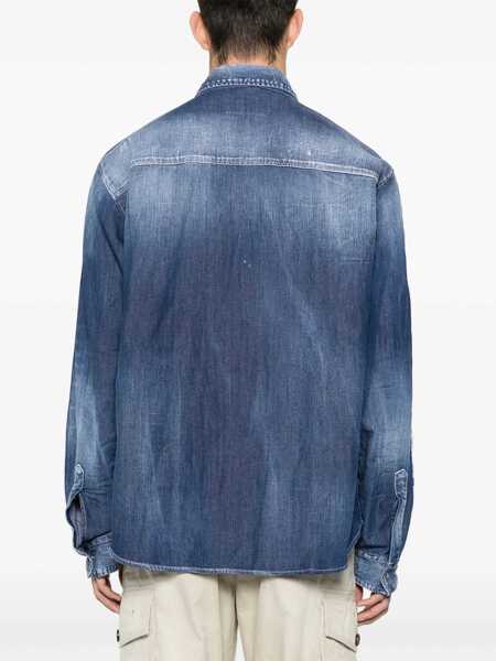 Camasi de blugi DSQUARED2 Denim My Truck Shirt With Patches Blue Barbati (BM 18079774) 4