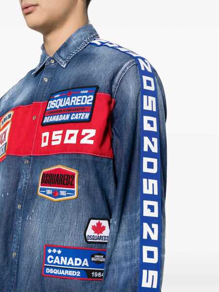 Camasi de blugi DSQUARED2 Denim My Truck Shirt With Patches Blue Barbati (BM 18079774) 5