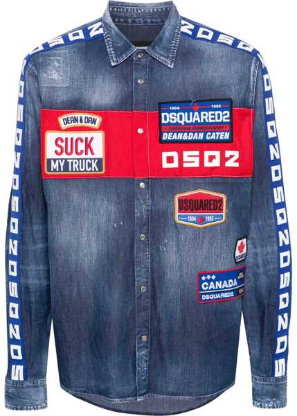 Camasi de blugi DSQUARED2 Denim My Truck Shirt With Patches Blue Barbati (BM 18079774) 1