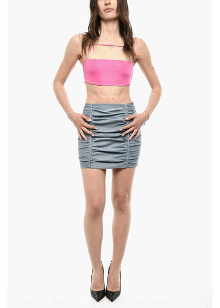 Fuste casual DSQUARED2 Draped Leather Skirt Light Blue Femei (BM 18079798) 4