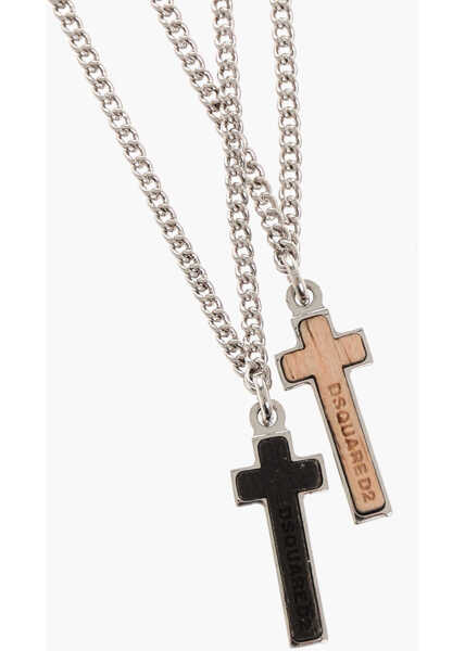 Coliere DSQUARED2 Silver-Tone Metal Necklace With Double Cross Pendant Silver Barbati (BM 18079831) 2