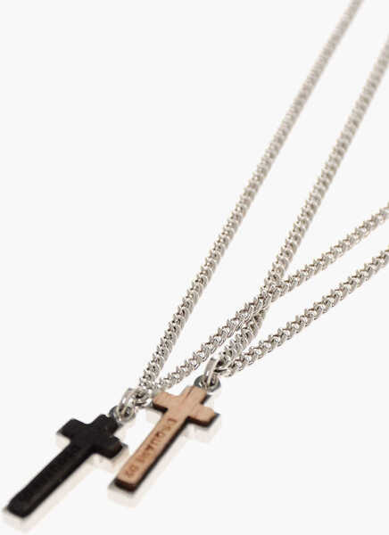 Coliere DSQUARED2 Silver-Tone Metal Necklace With Double Cross Pendant Silver Barbati (BM 18079831) 3