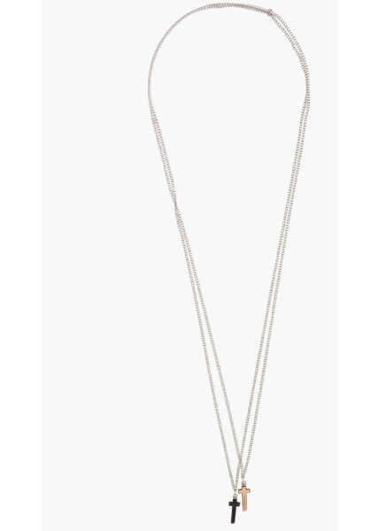 Coliere DSQUARED2 Silver-Tone Metal Necklace With Double Cross Pendant Silver Barbati (BM 18079831) 1