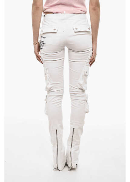 Pantaloni casual DSQUARED2 Low Waist Skinny Cargo Pants White Femei (BM 18079945) 2