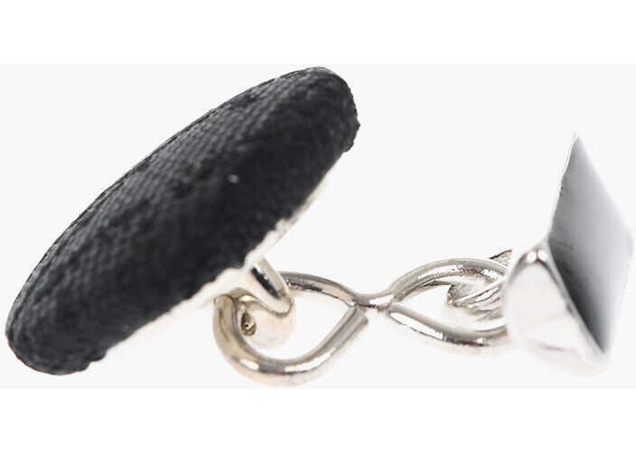 Butoni CORNELIANI Metal Cufflinks Lined With Embroidered Silk Black Barbati (BM 18079951) 2