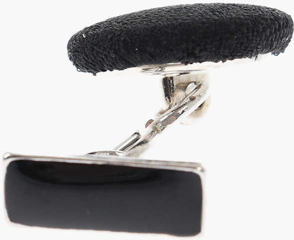 Butoni CORNELIANI Metal Cufflinks Lined With Embroidered Silk Black Barbati (BM 18079951) 3