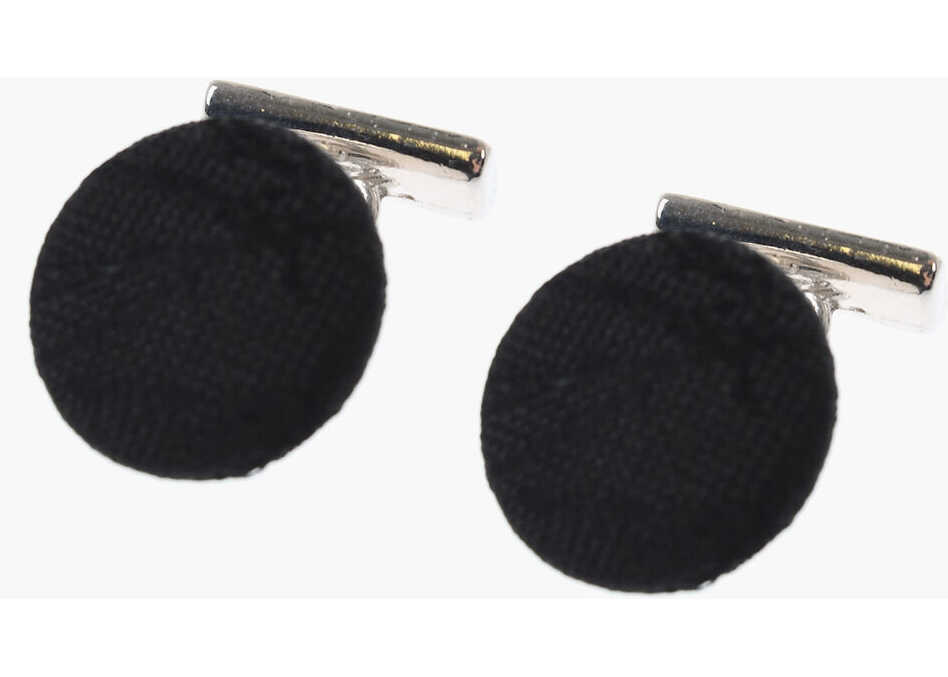Butoni CORNELIANI Metal Cufflinks Lined With Embroidered Silk Black Barbati (BM 18079951) 1