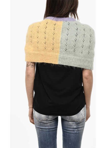 Pulovere casual DSQUARED2 Two-Tone Cropped Cape With Cut Out Details Pink Femei (BM 18079954) 2