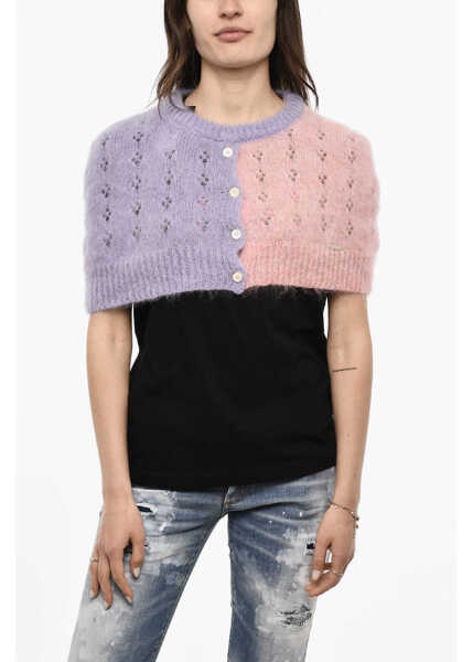 Pulovere casual DSQUARED2 Two-Tone Cropped Cape With Cut Out Details Pink Femei (BM 18079954) 1