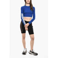 Pijamale Dama - Seturi pijamale DSQUARED2 Undrewear Long Sleeved Cropped Pajama Top With Logo Print Blue Femei (BM 18079957) - B-mall.ro
