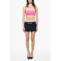 Fuste scurte Dama - Fuste scurte DSQUARED2 Pleated Skirt With Logoed Band Blue Femei (BM 18079987) - B-mall.ro