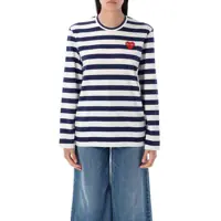 Tricouri Comme Des Garçons Play Rhinestones Heart Striped T-Shirt Femei