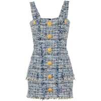 Rochii Blue Dress With Frayed Details In Tweed Woman Femei