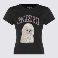Tricouri Ganni Dark Grey Cotton T-Shirt Femei