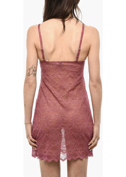 Seturi pijamale DSQUARED2 Underwear Embroidered Lace Slip Dress Pink Femei (BM 18086455) 2