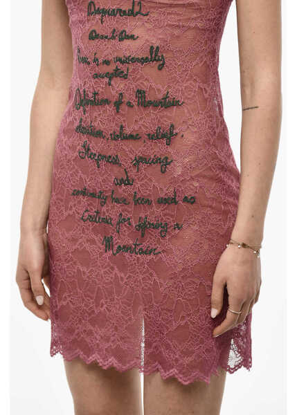 Seturi pijamale DSQUARED2 Underwear Embroidered Lace Slip Dress Pink Femei (BM 18086455) 3