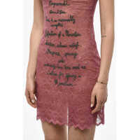 Pijamale Dama - Seturi pijamale DSQUARED2 Underwear Embroidered Lace Slip Dress Pink Femei (BM 18086455) - B-mall.ro