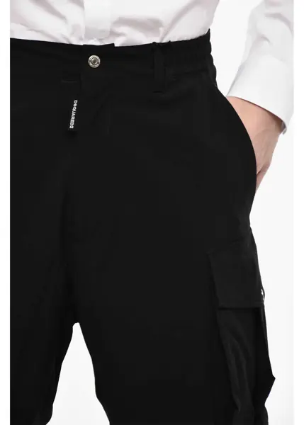 Pantaloni casual DSQUARED2 High Waisted Cargo Pants With Zip Details Black Barbati (BM 18086458) 4