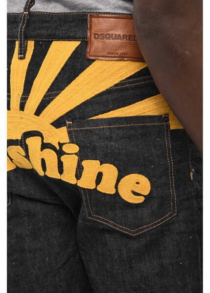 Blugi drepti DSQUARED2 Regular Fit Jeans With Back Maxi Embroidery Blue Barbati (BM 18086503) 3