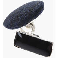 Butoni pentru Barbati - Butoni CORNELIANI Metal Cufflinks Lined With Embroidered Silk Midnight Blue Barbati (BM 18086533) - B-mall.ro