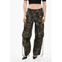 Pantaloni casual High-Waisted Cargo Pants With Camouflage Motif Femei