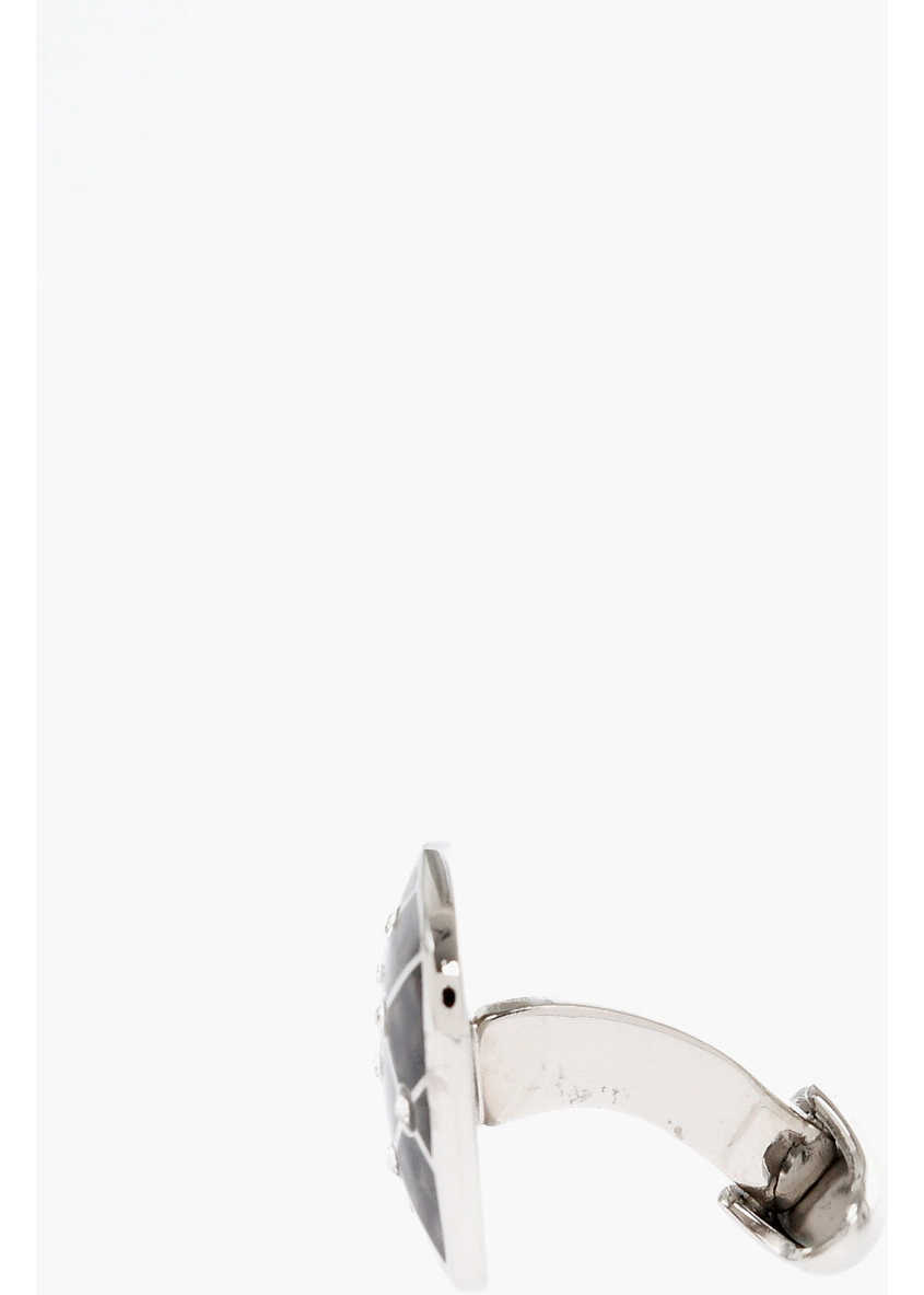 Butoni CORNELIANI Enameled Brass Cufflinks With Swarovskis Black Barbati (BM 18086554) 2