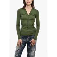 Cardigane Ribbed V-Neck Cardigan Femei
