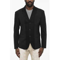 Sacouri Flap Pockets Virgin Wool 3 Buttons Blazer Barbati
