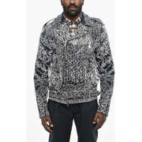 Geci de blugi Printed Biker Denim Jacket Barbati