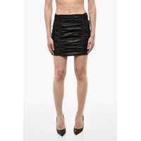 Fuste casual Rouched Leather Skirt Femei