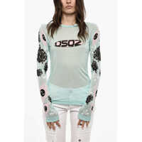 Bluze Mesh Printed Long Sleeved Top Femei