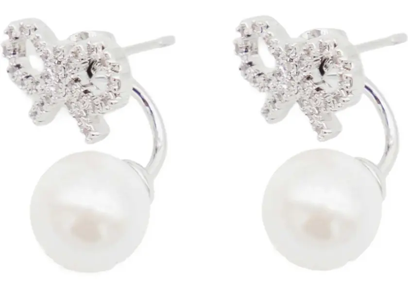Cercei Self-Portrait Crystal Bow Pearl Earrings SILVER Femei (BM 18087391) 3