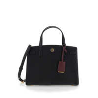 Genti de mana 'Robinson' Black Handbag With Logo Plaque On The Front And Luggage Tag In Leather Woman Femei