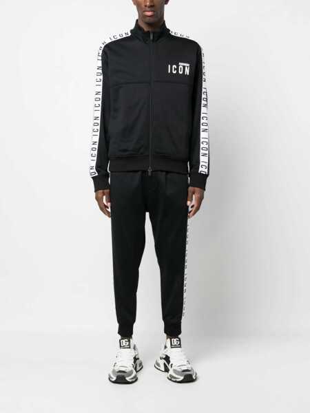 Bluze de trening DSQUARED2 Logoed Bands Mock Neck Sweatshirt Black Barbati (BM 18090451) 2