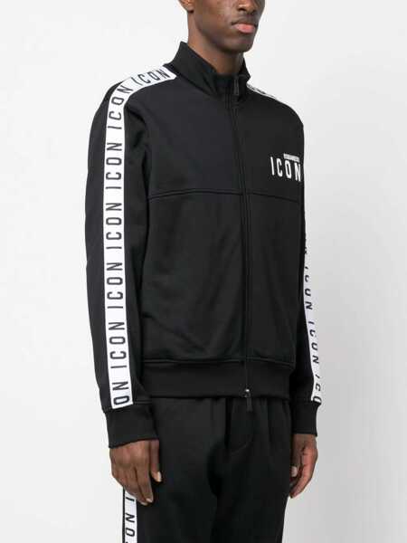 Bluze de trening DSQUARED2 Logoed Bands Mock Neck Sweatshirt Black Barbati (BM 18090451) 3