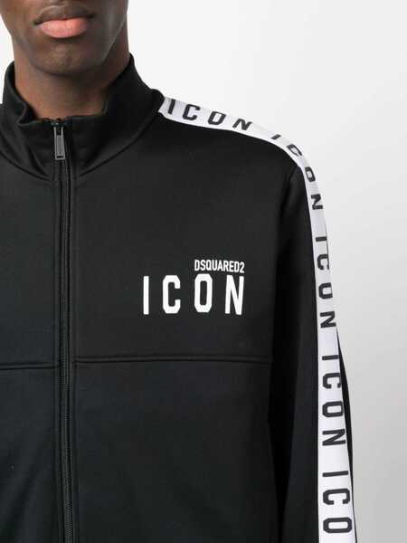 Bluze de trening DSQUARED2 Logoed Bands Mock Neck Sweatshirt Black Barbati (BM 18090451) 5