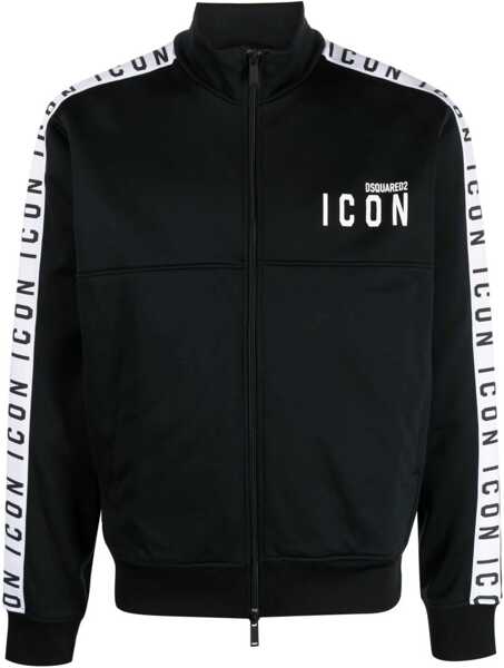 Bluze de trening DSQUARED2 Logoed Bands Mock Neck Sweatshirt Black Barbati (BM 18090451) 1