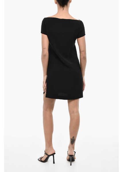 Rochii scurte DSQUARED2 Solid Color Mini Dress With Lace Black Femei (BM 18090457) 2