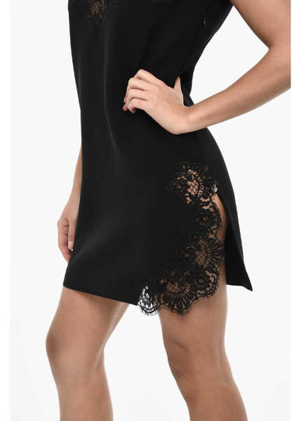 Rochii scurte DSQUARED2 Solid Color Mini Dress With Lace Black Femei (BM 18090457) 3