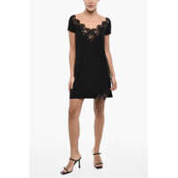 Rochii scurte DSQUARED2 Solid Color Mini Dress With Lace