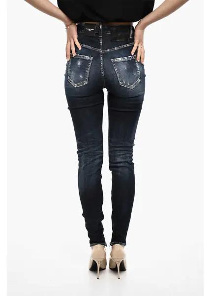 Blugi skinny DSQUARED2 High Waist Twiggy Slim Fit Jeans Blue Femei (BM 18090469) 2