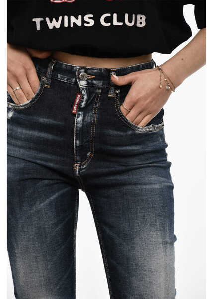 Blugi skinny DSQUARED2 High Waist Twiggy Slim Fit Jeans Blue Femei (BM 18090469) 3