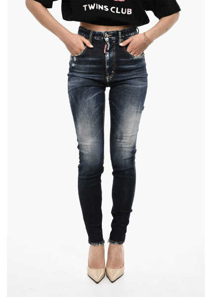 Blugi skinny DSQUARED2 High Waist Twiggy Slim Fit Jeans Blue Femei (BM 18090469) 1